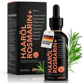 IMPERIO Rosemary + Hair Oil Against Hair Loss - 60 ml - Premium Rosemary Oil & Other High-Quality Oils for Hair & Scalp to Stimulate Hair Growth - 100% Natural - No Additives