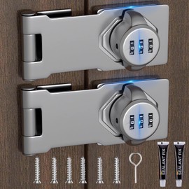 Bifold Door Lock - 2 Pack Closet Lock 3-Digit Anti-Pry Keyless Cabinet Locks with Combination - Combo Locks and Latches Double Door Lock for Folding Barn Shed Garden Pantry Cupboard 4.5Inch