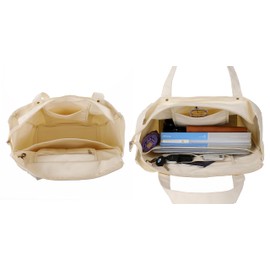 Mouteenoo Nurse Tote Bag for Work with Zipper Closure, Clinical Bag for Nursing Student, Nurse Gift Canvas Women Shoulder Bag (Beige)