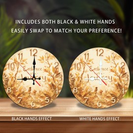 Autumn Leaves Wall Clock Embrace Your Journey Home Decor 10-Inch Wooden Wall Clock, Silent Movement, Battery Operated (AA Batteries Not Included), Artistic Home Decor, Perfect for Home Accents