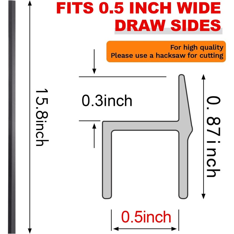Tenare 4 Pieces Hanging File Rails PVC Black File Rails
