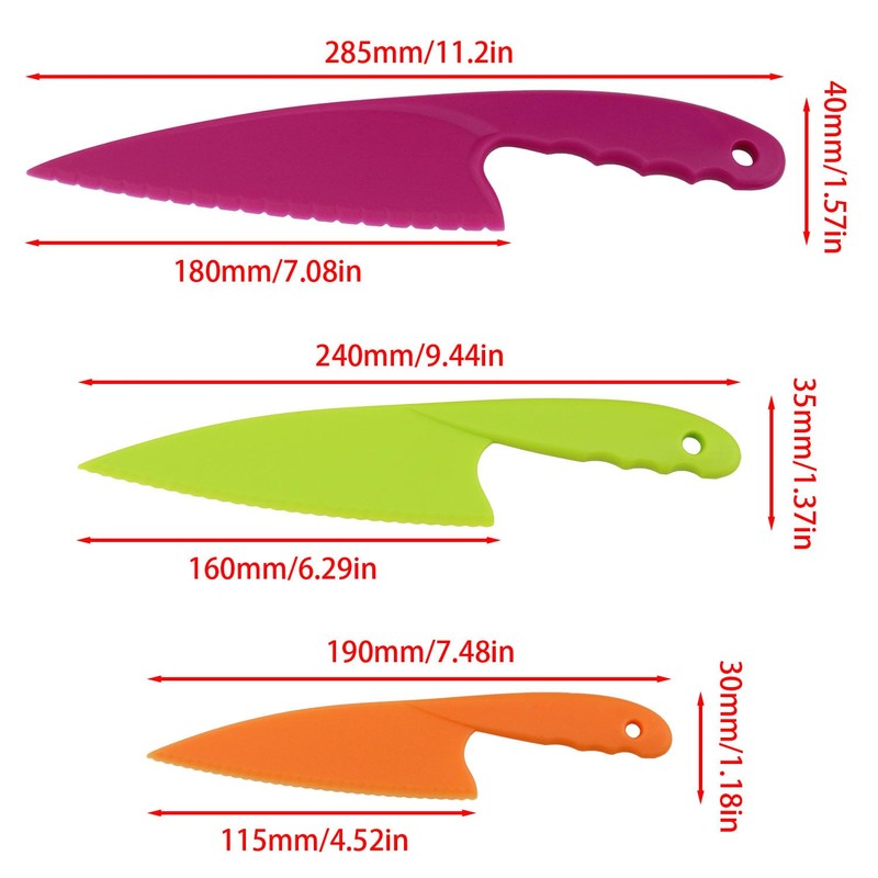 VAKTOK-3pcs Nylon Kitchen Knife Plastic Knives Nylon Kids Chef Knives