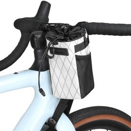 Rhinowalk Bike Water Bottle Holder Bag Cycling Bicycle Snack Bag Handlebar Bag Insulated Front Bag One-handed Access (White)