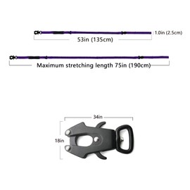 Heavy Duty Tactical Bungee Dog Leash, 4-6FT Shock Absorbing Tactical Dog Leash with 2 Padded Handles, Metal Carabiner Clip,Car Seatbelt, Reflective Dog Leash for Medium Large Dogs (Purple)