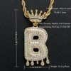 Initial Necklace for Men Women,18K Gold Plated Crown Letter Pendant