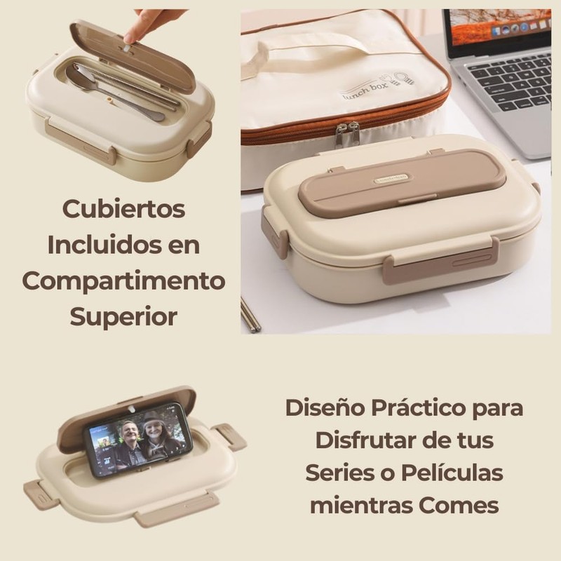 Lunch Box with Thermal Carry Bag, 4 Compartments + Bowl