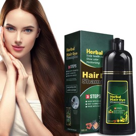 Natürliches Kräutershampoo zum Färben der Haare in 10 Minuten, Färbeshampoo für schwarzes Haar, mehrfarbiges Haarfärbemittel für Männer und Frauen (Dark Brown)