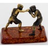 Solid Brass Amber Figurine of Boxers sparring fighting Ironwork