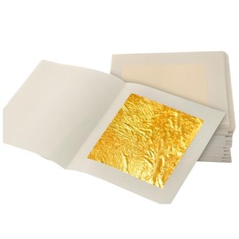 Tkxjry Pack of 100 Gold Paper Crafts, Imitation Gold Leaf, Gold Leaf Decorative Crafts, for Gold Paper for Crafts, Gold Leaf for Body, Nails, DIY Creation, Makeup, Furniture Decoration