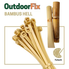 OutdoorFix Cable Ties 200 x 4.6 mm, Pack of 50 - Bamboo/Light Reeds - Weatherproof, UV-Resistant