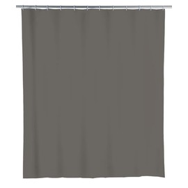 WENKO Shower curtain Mouse Grey - waterproof, easy to clean, with 16 shower curtain rings, Polyethylene, 240 x 180 cm, Grey