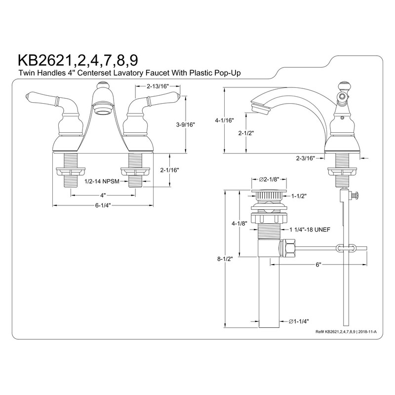 Kingston Brass KB2624 Naples 4-Inch Centerset Lavatory Faucet, Polished Chrome