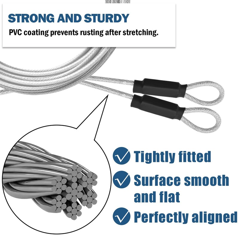 NAZOU 8.5FT Garage Door Cable Replacement 1/8 inch Vinyl Coated