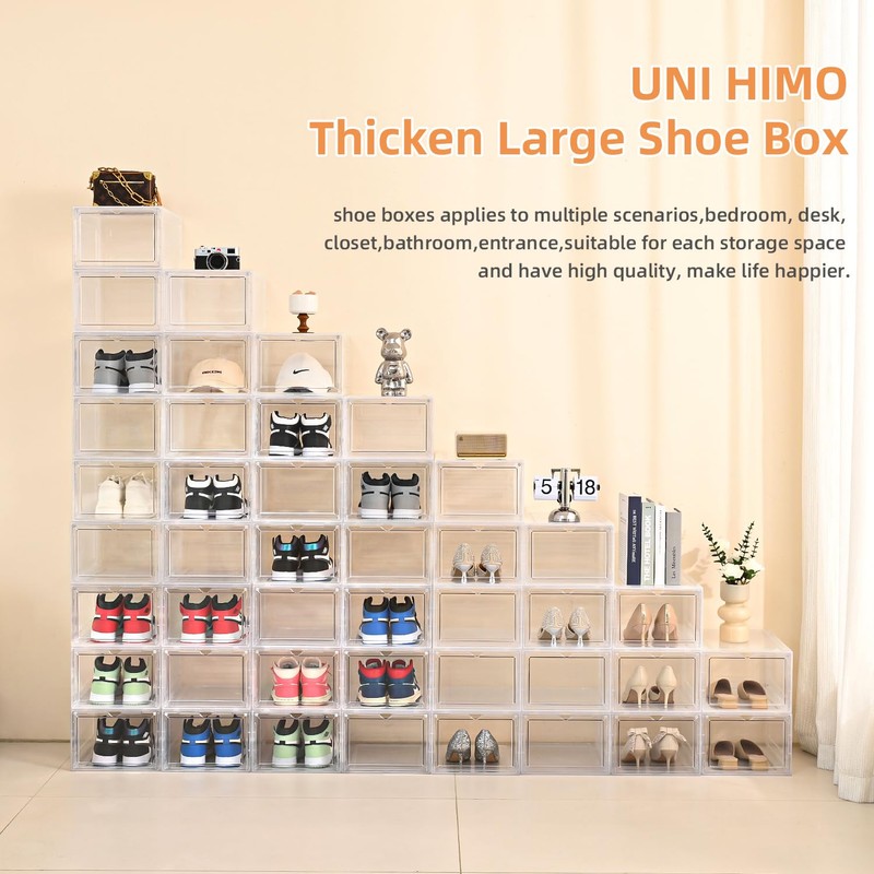Uni HIMO 12pack Shoe Organizer,Thicken & Sturdy Shoe Boxes with
