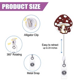 Tian Zhun Badge Reel Retractable with Alligator Clip Acrylic Badge Holder Mushroom Badge Accessories for Hospital Nurse Nursing Students Office Women Man
