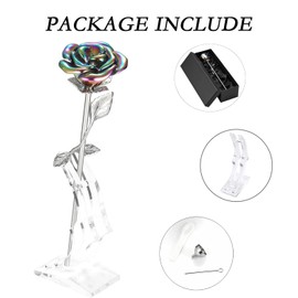 QGJNSGC Rose Flower Keepsake Urn for Human & Pet Ashes - Memorial Locket with Long Stem & Colorful Roseflower Ornaments