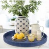 HofferRuffer Round Serving Tray 20'', Elegant Faux Leather Circle Ottoman