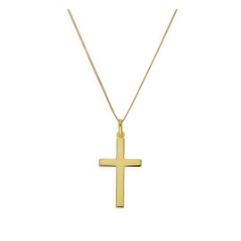 jewellerybox Large Gold Dipped Sterling Silver Cross Pendant on 20 Inches Chain