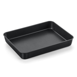 P&P CHEF - Bandeja de lasaña pequeña antiadherente, de acero inoxidable para horno tostador profundo para Brownie Meats Lasaña, utensilios de hornear rectangulares para uso en horno, fácil de limpiar