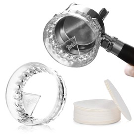 Bincoo Portafilter Funnel Dispenser 51/58mm,Coffee Dosing Funnel With 100pcs Filter Paper, Anti-Flying Powder Espresso Dosing Funnel With Magnetic, Allow 360°Rotation (51MM)