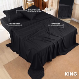 Utopia Bedding California King Bed Sheets Set - 4 Piece Bedding - Brushed Microfiber - Shrinkage and Fade Resistant - Easy Care (California King, Black)