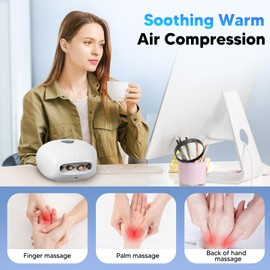 arboleaf Hand Massager with Heat and Compression, Hand Massage Machine for Her Him, Adjustable Intensity for Custom Comfort, Rechargeable Portable Small Finger Massager