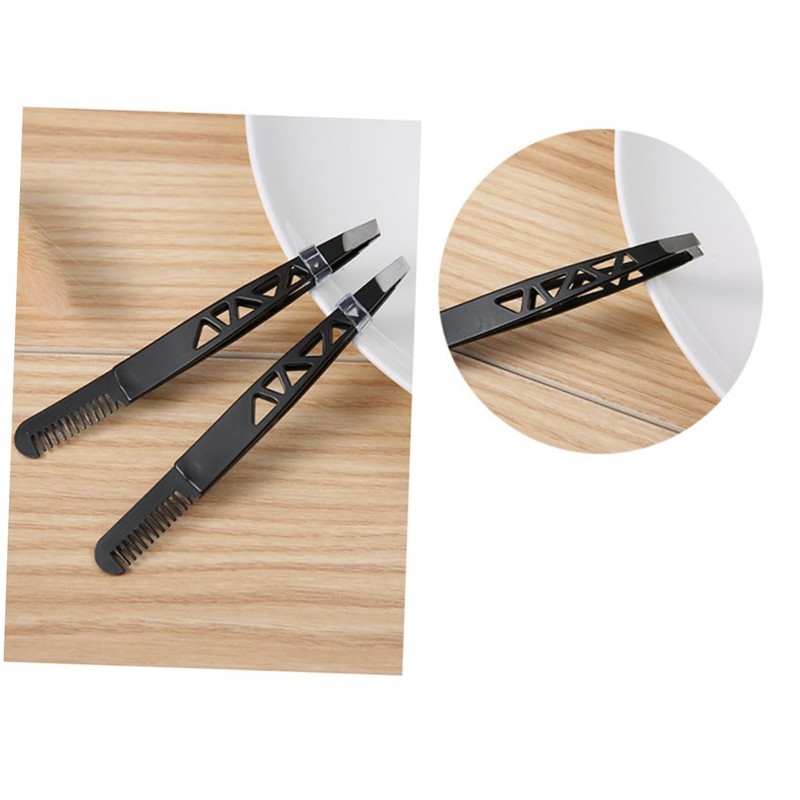 Baluue 2pcs Dual-use Eyebrow Trimmer Tweezers Makeup Accessories for Precision