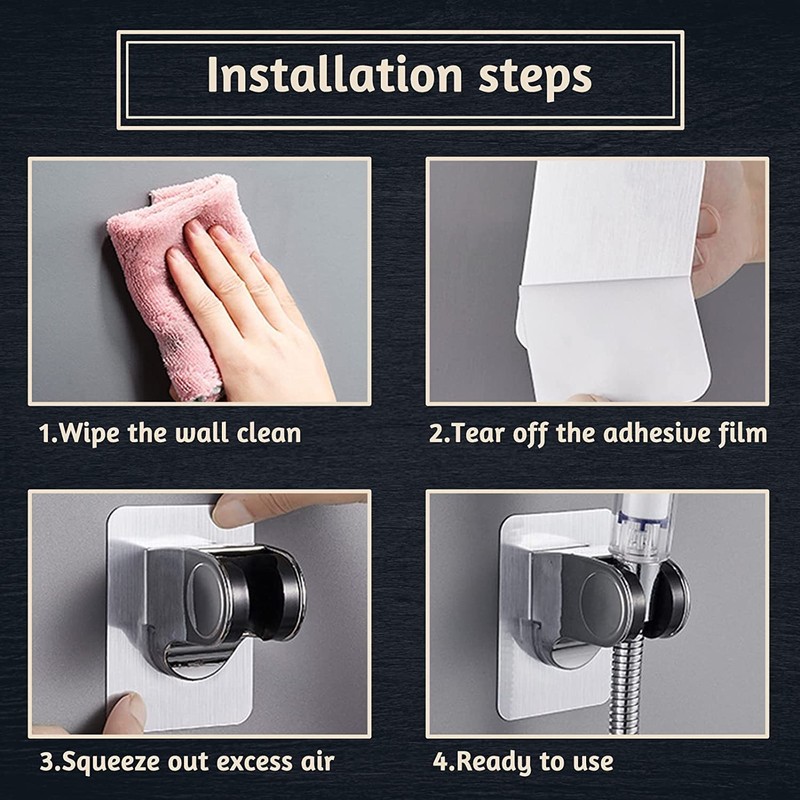 Clarmonde Shower Head Holder, Plastic, Hand Shower Holder, Adjustable Bracket,