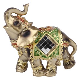 ULTECHNOVO Resin Elephant Sculpture Green Feng Shui Figurine for Home and Office Decor for Housewarming Birthdays Weddings and More Realistic Design for Living Room and Bedroom Decoration