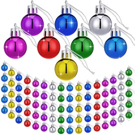 80 Pcs Christmas Balls Mini Glitter Balls Multicolor Christmas Ball Ornament Xmas Ball Tree Decorations Miniature Balls for Christmas Trees Wedding Party Holiday Decorations, 8 Colors (Smooth Ball)