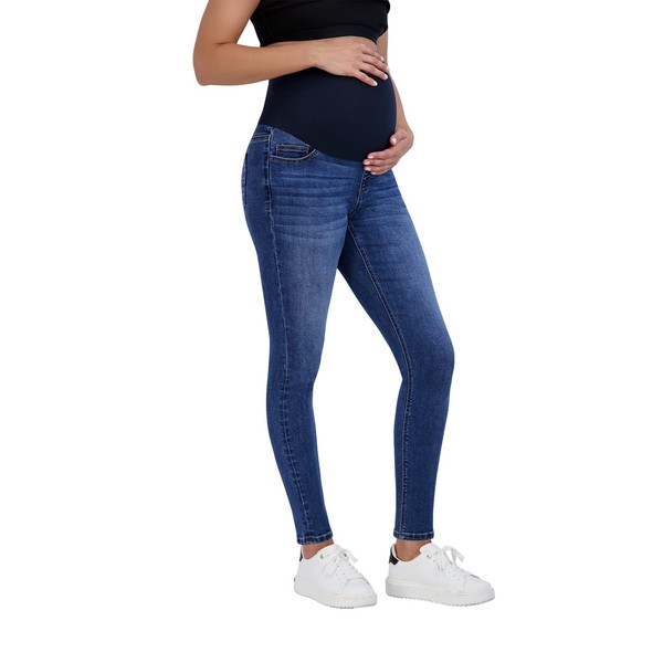 Savi Parker Women’s Maternity Jeans Over The Belly - Pregnancy Must Haves Fall and Winter Maternity Clothes (L, Medium Wash)