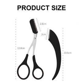 2 Stück Augenbrauenschere und Rasiermesser, Augenbrauenschere mit Kamm, schwarzes Rasiermesser, Augenbrauenrasierer für Männer und Frauen Augenbrauenschere