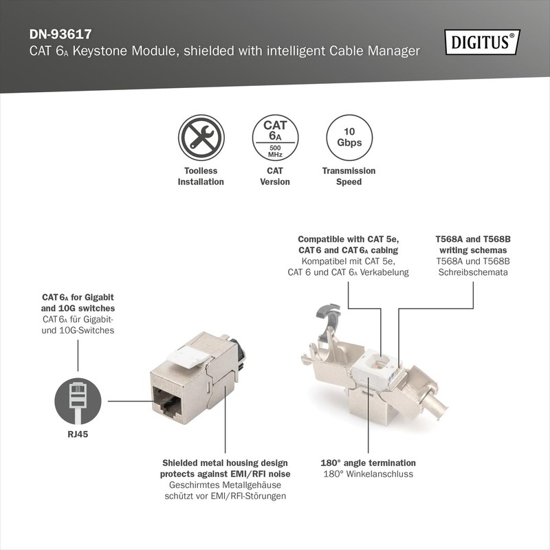 DIGITUS Keystone Module Cat-6A Shielded - Pack of 1 -