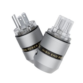 Preffair 1 Pair Hi-End US AC 3 Prong Male Power Plug IEC320 C15 Female Connector Rhodium Plated for Audio Grade Power Cables DIY HiFi Brass Power Plug 10A/250V~15A/125V (P083TR/C083TR)