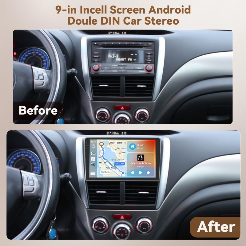 [4+64G] Hikity Android 15 Carplay Stereo Double Din, 9'' in-Cell