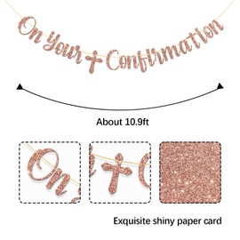 MonMon & Craft On Your Confirmation Banner/Engagement/Bride to Be Banner/Wedding/Bachelorette Party Decorations Supplies/Rose Gold Glitter