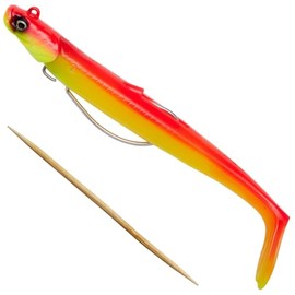 Savage Gear Sandeel V2 Weedless – 2 Rubber Fish + 1 Jig Head, Size/Weight/Colour: 13 cm/33 g/Tequila