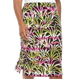Kasper Pencil Cut Midi Skirt Size 3X Green Pink Black Tropical Print NWT $79