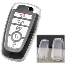 Transparent Key Fob Cover Case Compatible for Ford Raptor Mustang Fusion F150 F250 F350 F450 F550 Edge Explorer Escape Accessories Clear TPU Remote Key Shell Protector Holder
