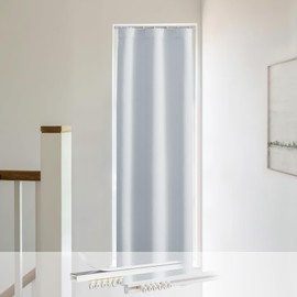 NICETOWN Door Curtains - French Door Curtains Include Self Adhesive Sliding Track for Privacy, 25 x 72 Inch Thermal Insulated Shade for Glass Window, 1 Panel, 25" W x 72" L, Greyish White