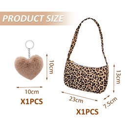 CVFRTT 1 Armpit Bag with Leopard Print and 1 Heart Shaped Pendant, Fashionable Handbag, Women's Handbag, Compact Shoulder Bag, Clothing Accessories, Black and white grid.