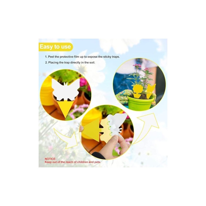 LFSYS 64 Pcs Yellow Sticky Traps for Indoor Plant Pest