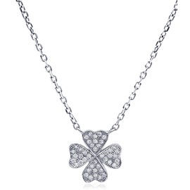 Evensee Women's Necklace 925 Silver, Chains with Life Symbols Pendant, White Gold Necklace Gifts for Women and Girls, Sterling Silver, Cubic Zirconia