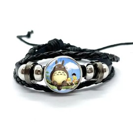 Unbranded My Neighbor Totoro Mei Satsuki Kusakabe Anime Themed Leather Bracelet Black