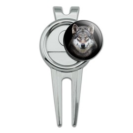 Grey Wolf Head Golf Divot Repair Tool and Ball Marker
