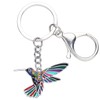 LONYOO Zinc Alloy Enamel Flying Hummingbird Keychain Rhinestones Bird Jewellery