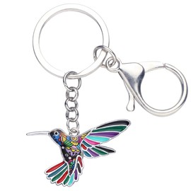 LONYOO Zinc Alloy Enamel Flying Hummingbird Keychain Rhinestones Bird Jewellery for Women Girls Car Key Charms Spring Gifts (Multi)