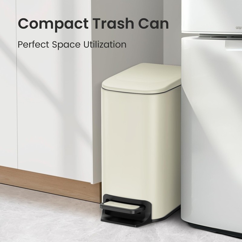 Cesun Small Bathroom Trash Can with Lid Soft Close, Step