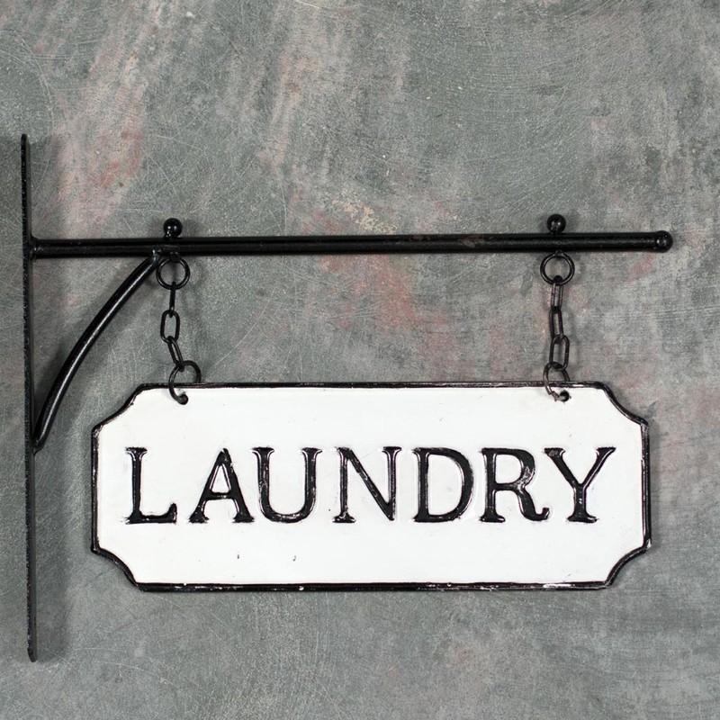 Foreside Home & Garden White and Black Enamel Laundry Wall