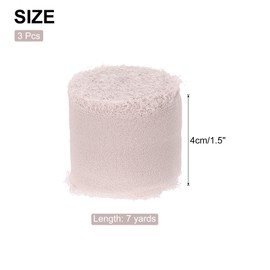 sourcing map Chiffon Ribbon, 1.5" x7 Yard Silk Ribbon Nude Color Tulle Satin Fabric Ribbon for Gift Wrapping Invitations Bridal Bouquets,Pack of 3